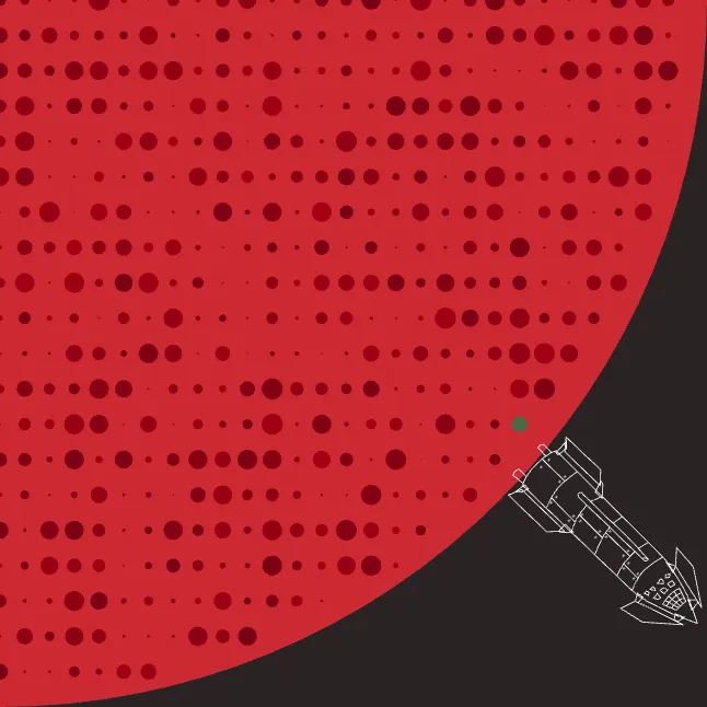 Inspired by the cover of the book 'The Tyranny of Distance' by Geoffrey Blainey, a javascript algorithm generates a depiction of a future Mars colony.