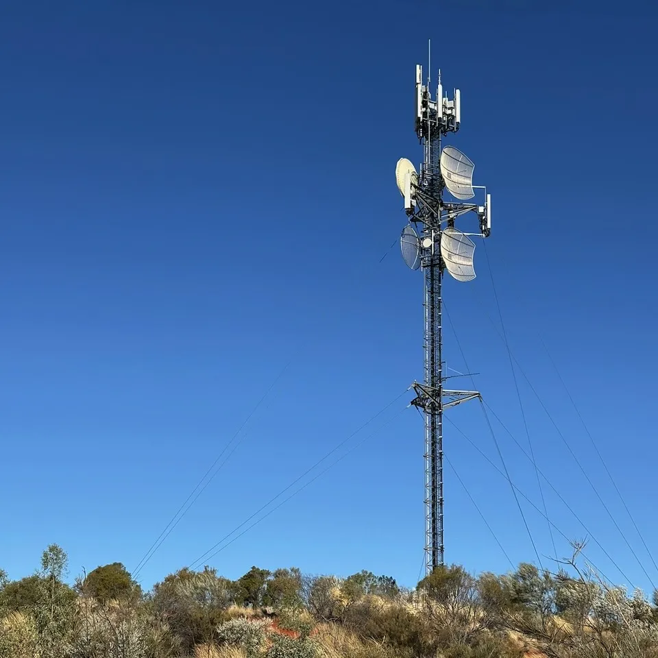 A photo of the mobile cell tower in the centre of Yulara, Northern Territory, Australia.